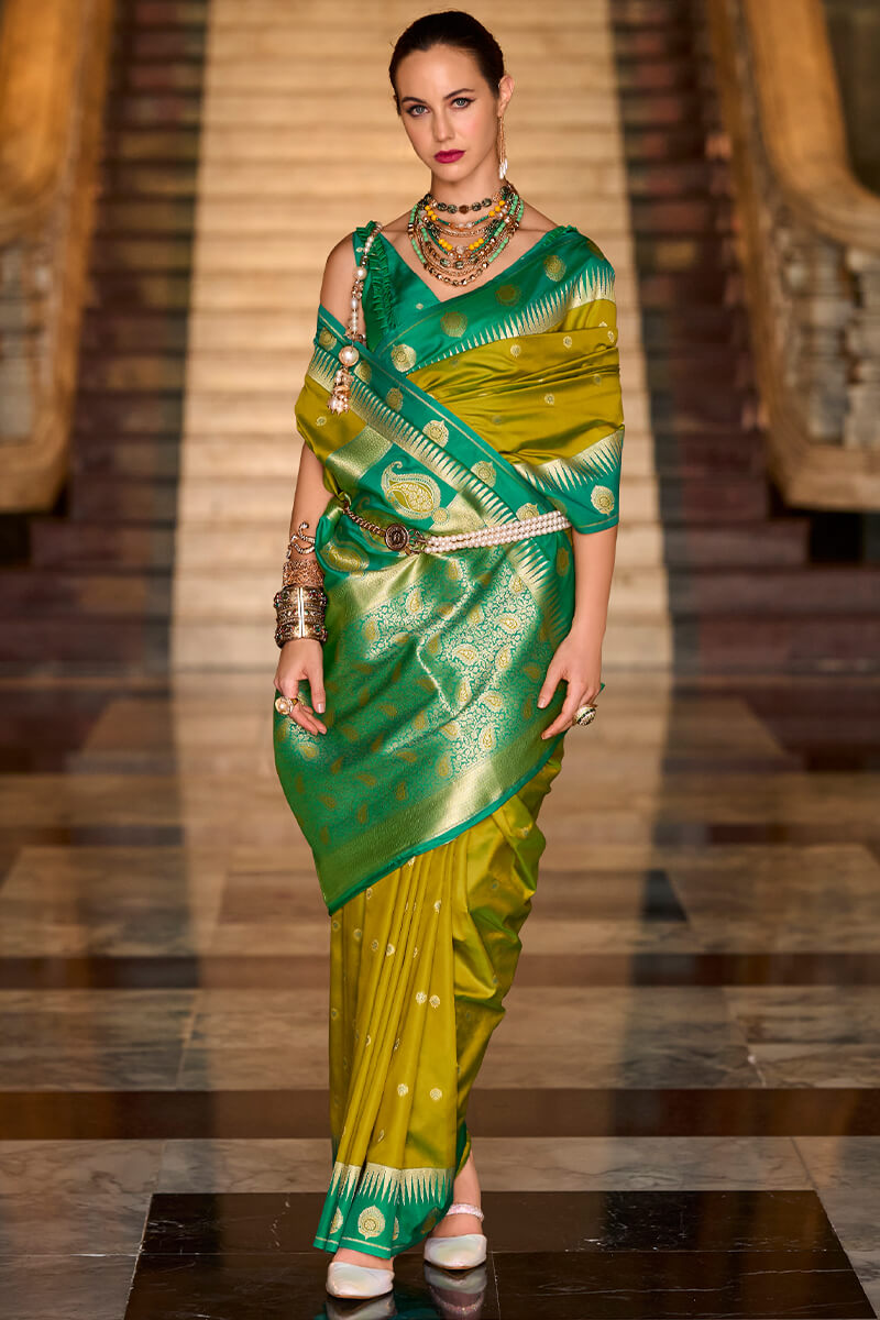 Invaluable Mustard Soft Banarasi Silk Saree With Chatoyant Blouse Piece