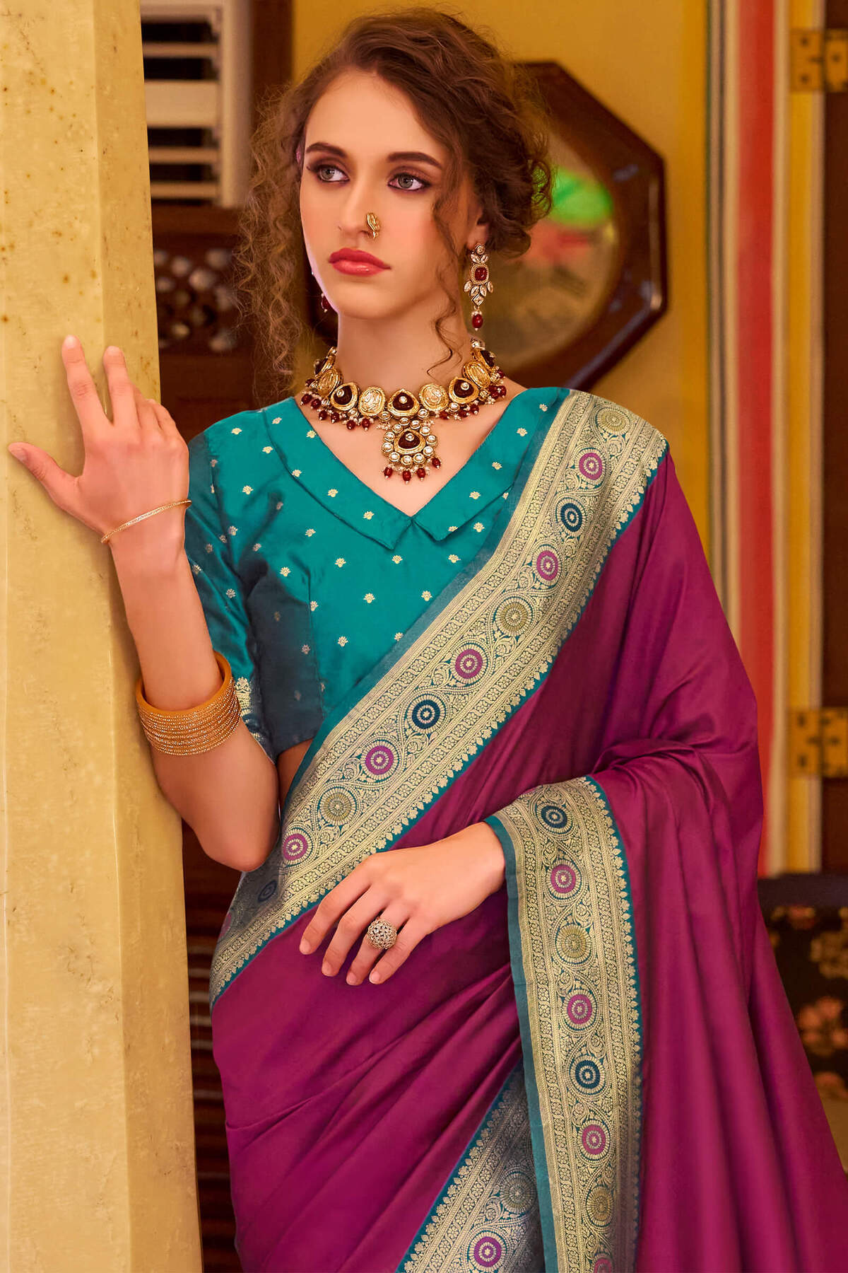 Enchanting Purple Pure Zari Weaving Banarasi Silk Saree With Embellished Blouse Piece