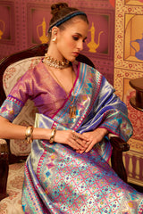 Arresting Blue Soft Banarasi Tissue Silk Saree With Charismatic Blouse Piece