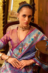 Arresting Blue Soft Banarasi Tissue Silk Saree With Charismatic Blouse Piece