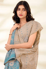 Panache Beige Pure Munga Cotton Saree With Precious Blouse Piece