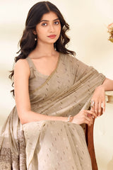 Energetic Beige Pure Munga Cotton Saree With Scrupulous Blouse Piece