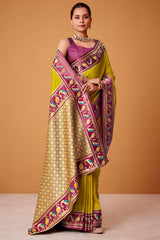 Gorgeous Mustard Banarasi Satin Silk Saree With Prodigal Blouse