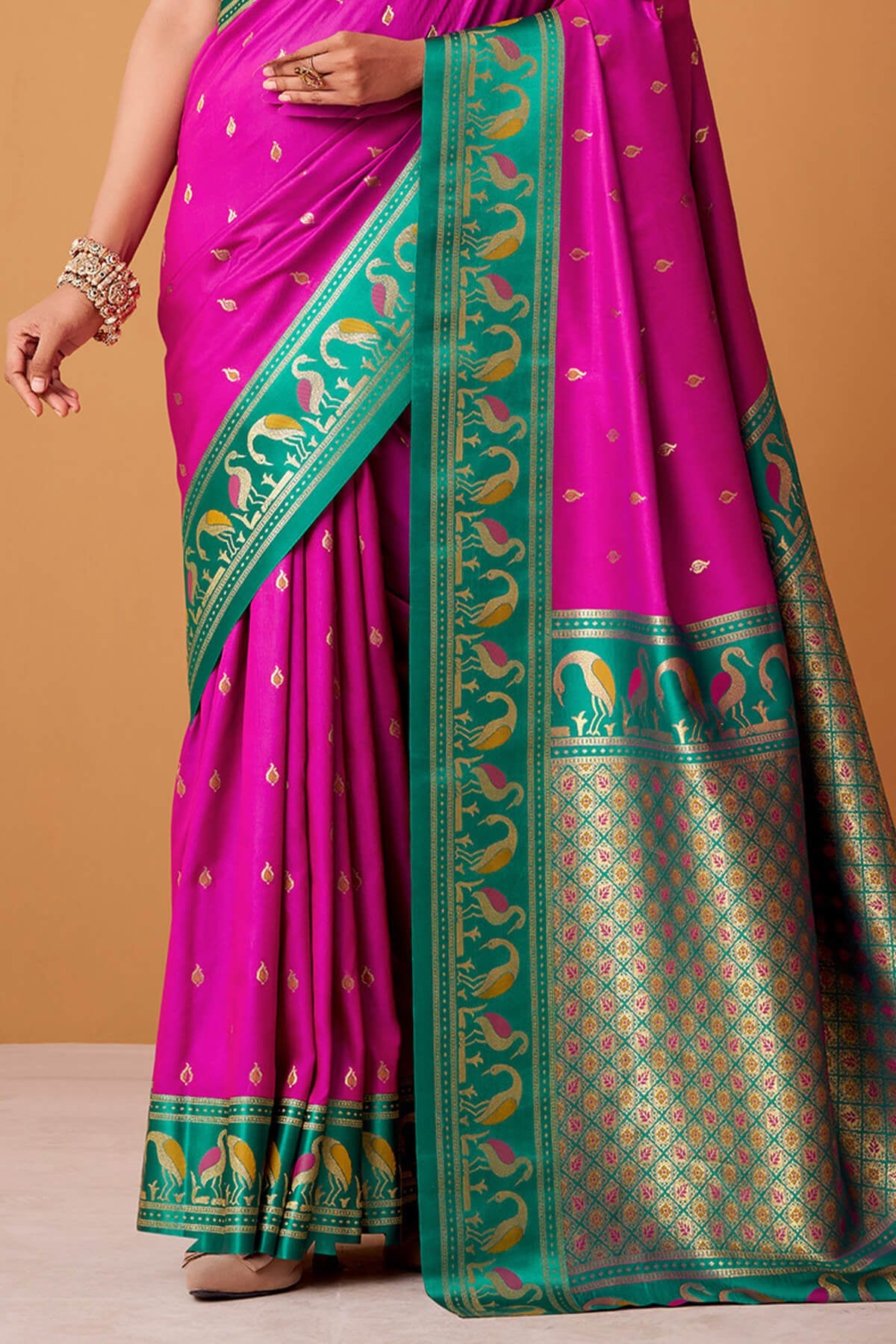 Designer Magenta Banarasi Satin Silk Saree With Preferable Blouse