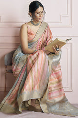 Enthralling Multicolor Digital Printed Khadi Silk Saree With Staring Blouse Piece