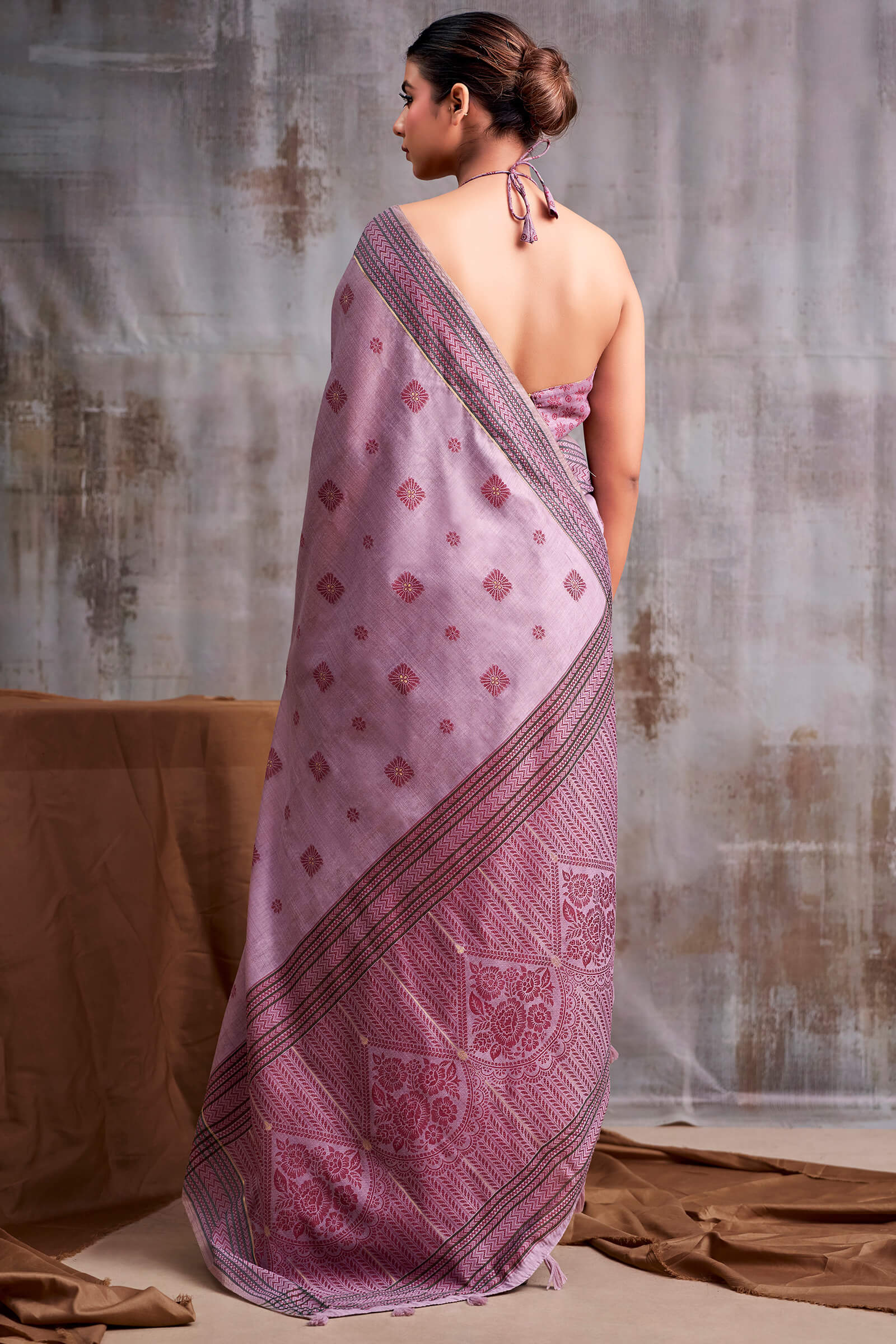 Whimsical Lavender Cotton Silk Saree With Vibrant Blouse Piece