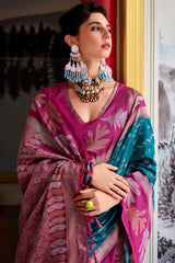 Verdant Rama Soft Banarasi Silk Saree With Grandiose Blouse Piece