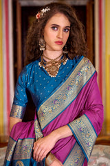Flaunt Dark Pink Soft Banarasi Silk Saree With Exemplary Blouse Piece