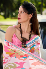 Confounding Baby Pink Digital Printed Satin Silk Saree With Felicitous Blouse Piece
