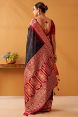 Comely Black Pure Zari Weaving Banarasi Silk Saree With Charming Blouse Piece