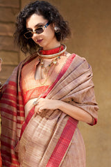 Desirable Lavender Cotton Silk Saree With Exquisite Blouse Piece