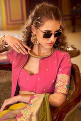 Fantabulous Yellow Pure Zari Weaving Banarasi Silk Saree With Lissome Blouse Piece