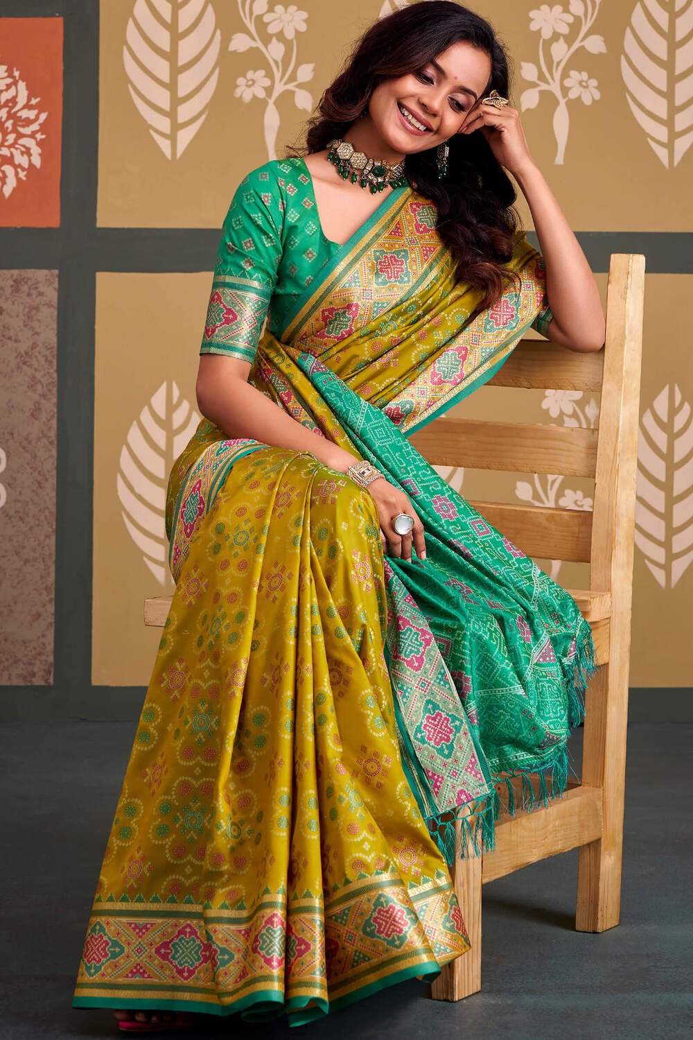 Incredible Mustard Patola Silk Saree with Lagniappe Blouse Piece