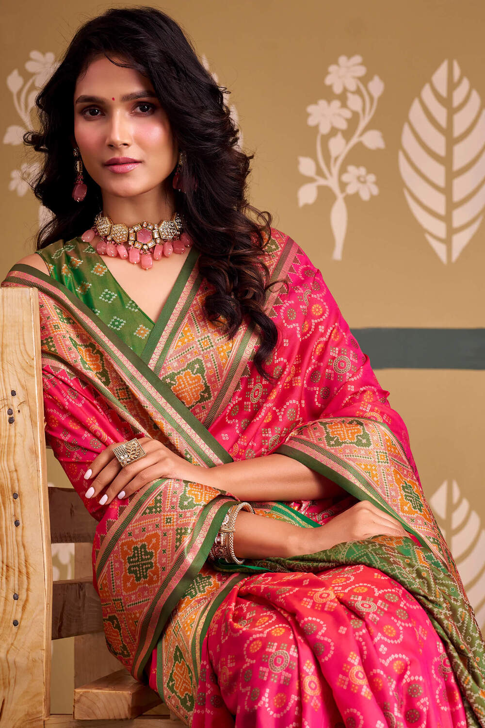 Enchanting Pink Patola Silk Saree with Winsome Blouse Piece