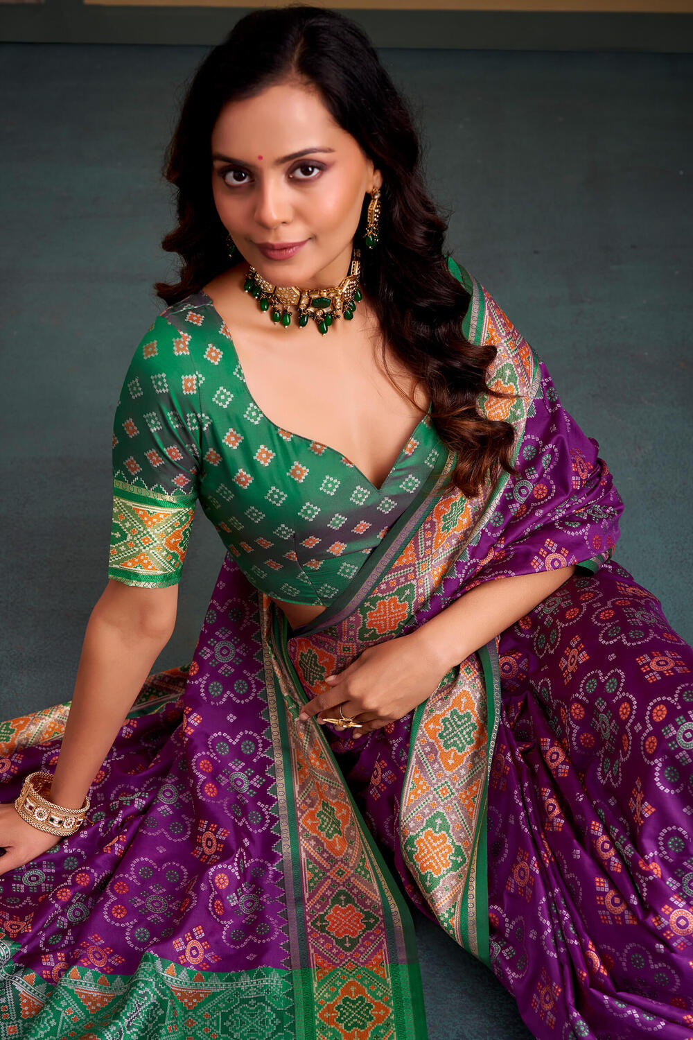 Susurrous Purple Patola Silk Saree with Sonorous Blouse Piece