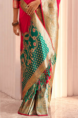 Outstanding Dark Pink Soft Banarasi Silk Saree With Desultory Blouse Piece