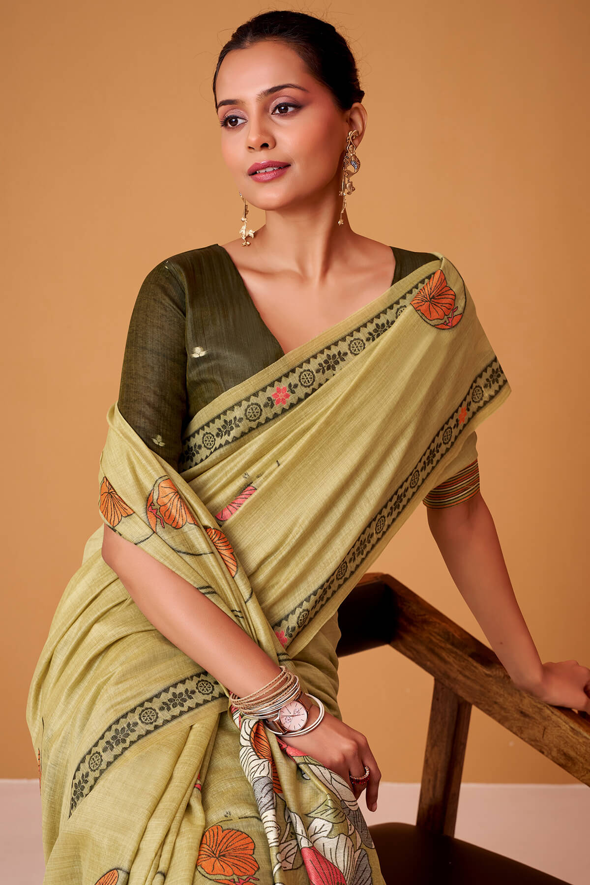 Majesty Dark Beige Jamdani Cotton Silk Saree With Fugacious Blouse Piece