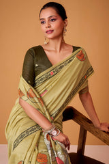 Majesty Dark Beige Jamdani Cotton Silk Saree With Fugacious Blouse Piece