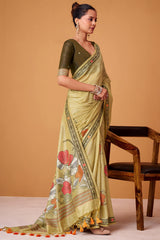 Majesty Dark Beige Jamdani Cotton Silk Saree With Fugacious Blouse Piece