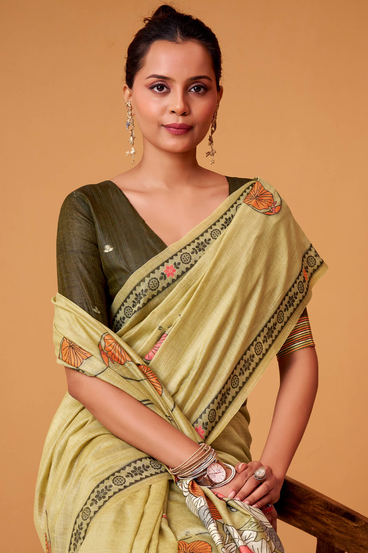 Majesty Dark Beige Jamdani Cotton Silk Saree With Fugacious Blouse Piece