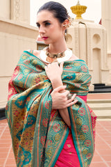 Appealing Dark Pink Soft Banarasi Silk Saree With Wonderful Blouse Piece