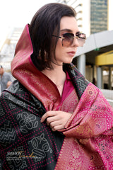 Designer Black Soft Banarasi Silk Saree With Glittering Blouse Piece