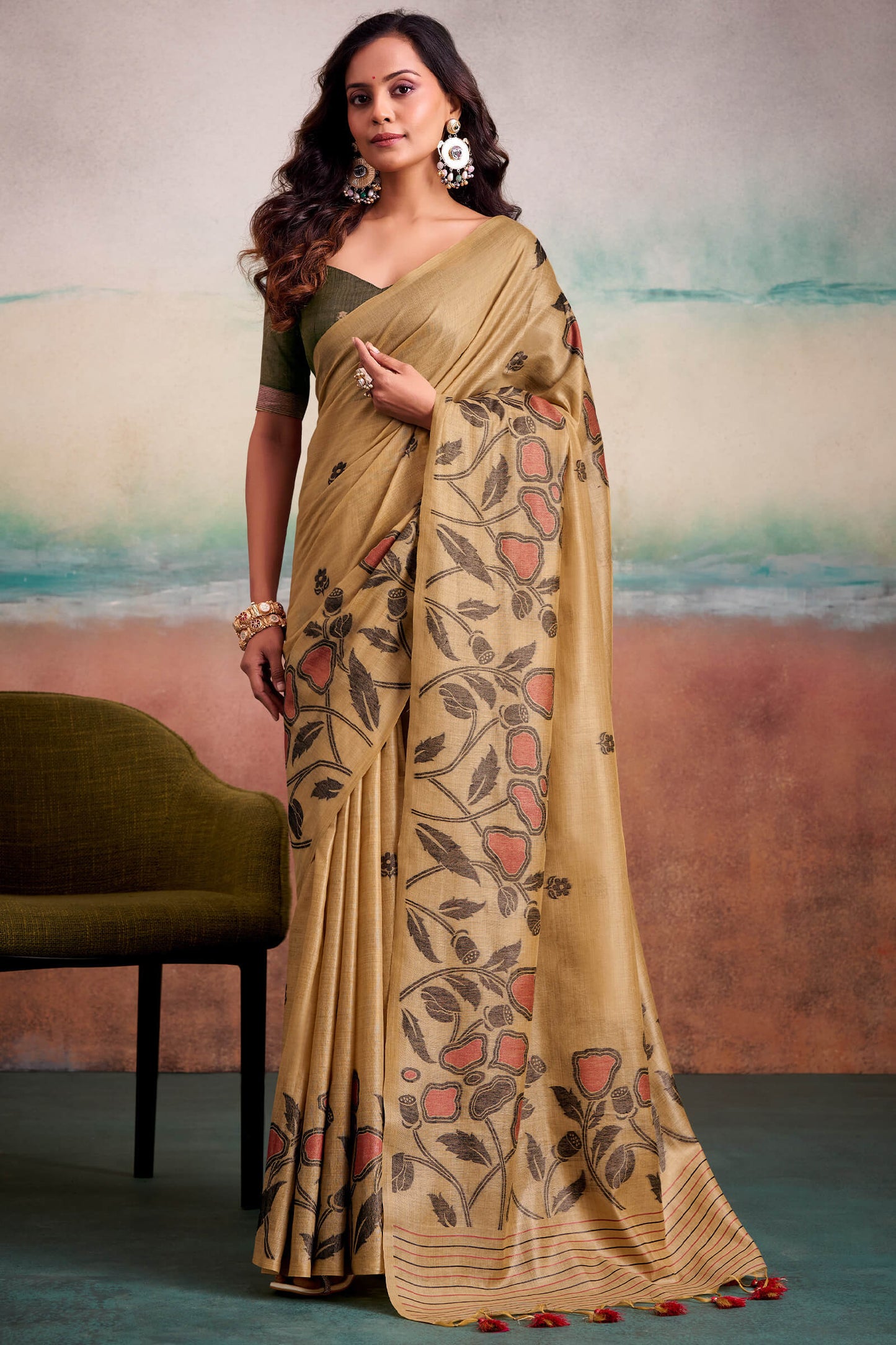 Adoring Brown Cotton Silk Saree With Desirable Blouse Piece