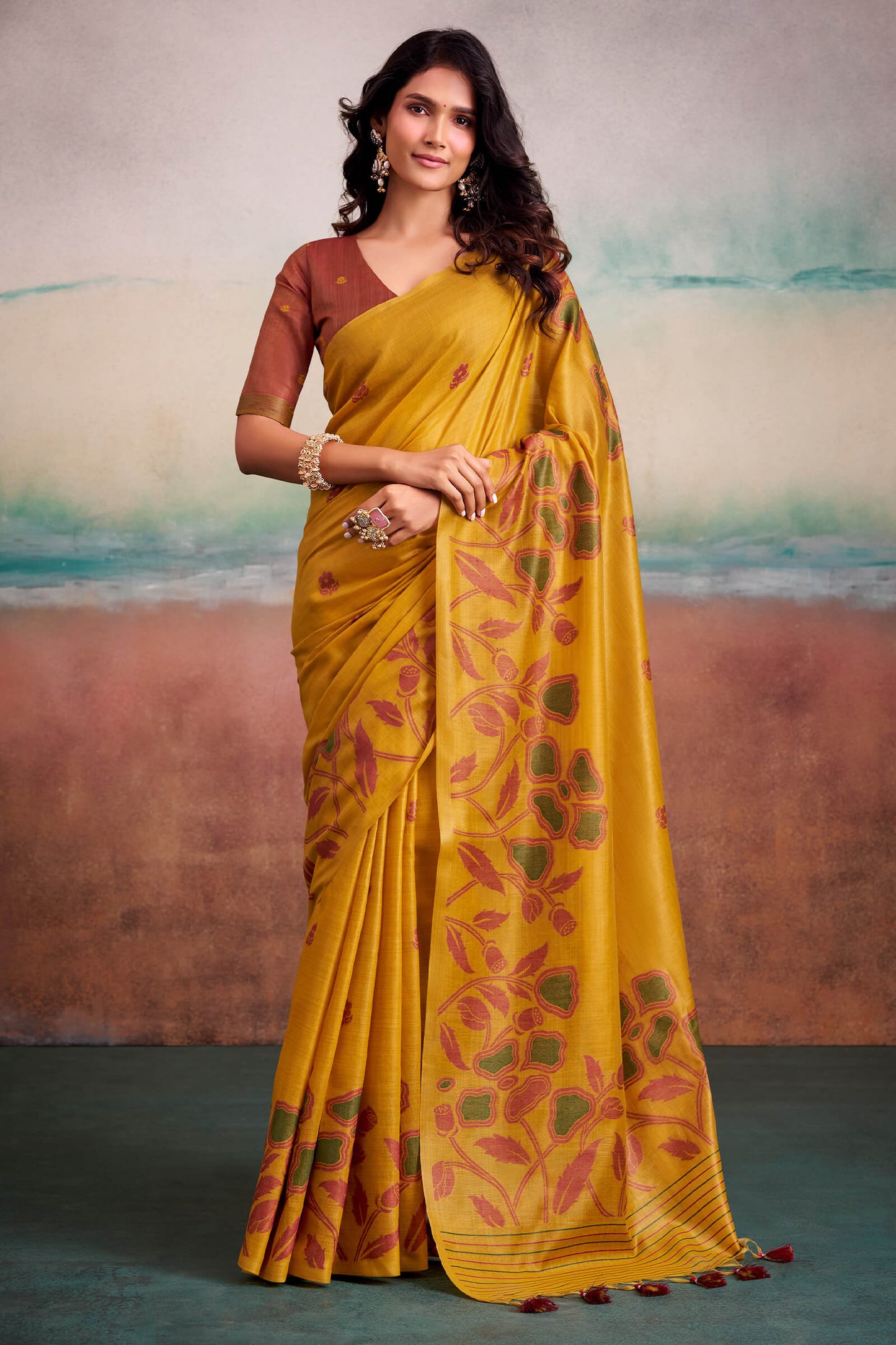 Captivating Yellow Cotton Silk Saree With Blissful Blouse Piece