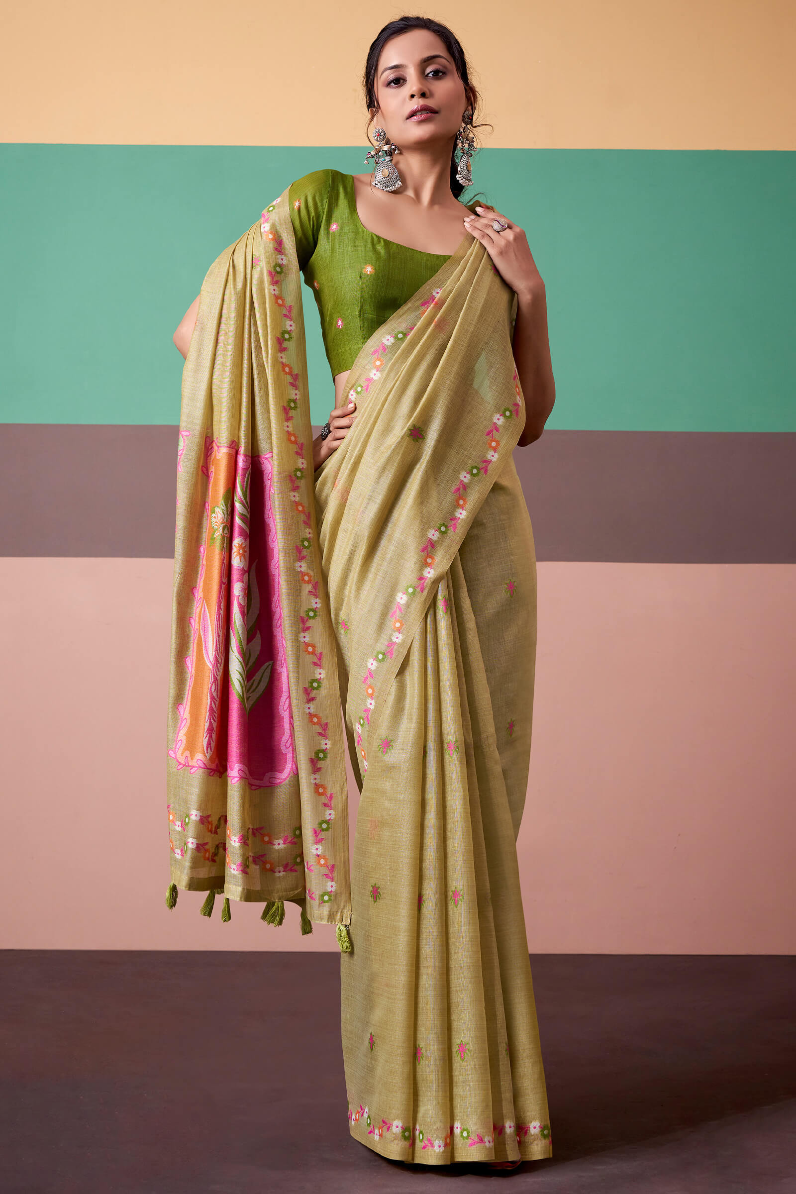 Ravishing Dark Beige Pure Munga Cotton Saree With Petrichor Blouse Piece