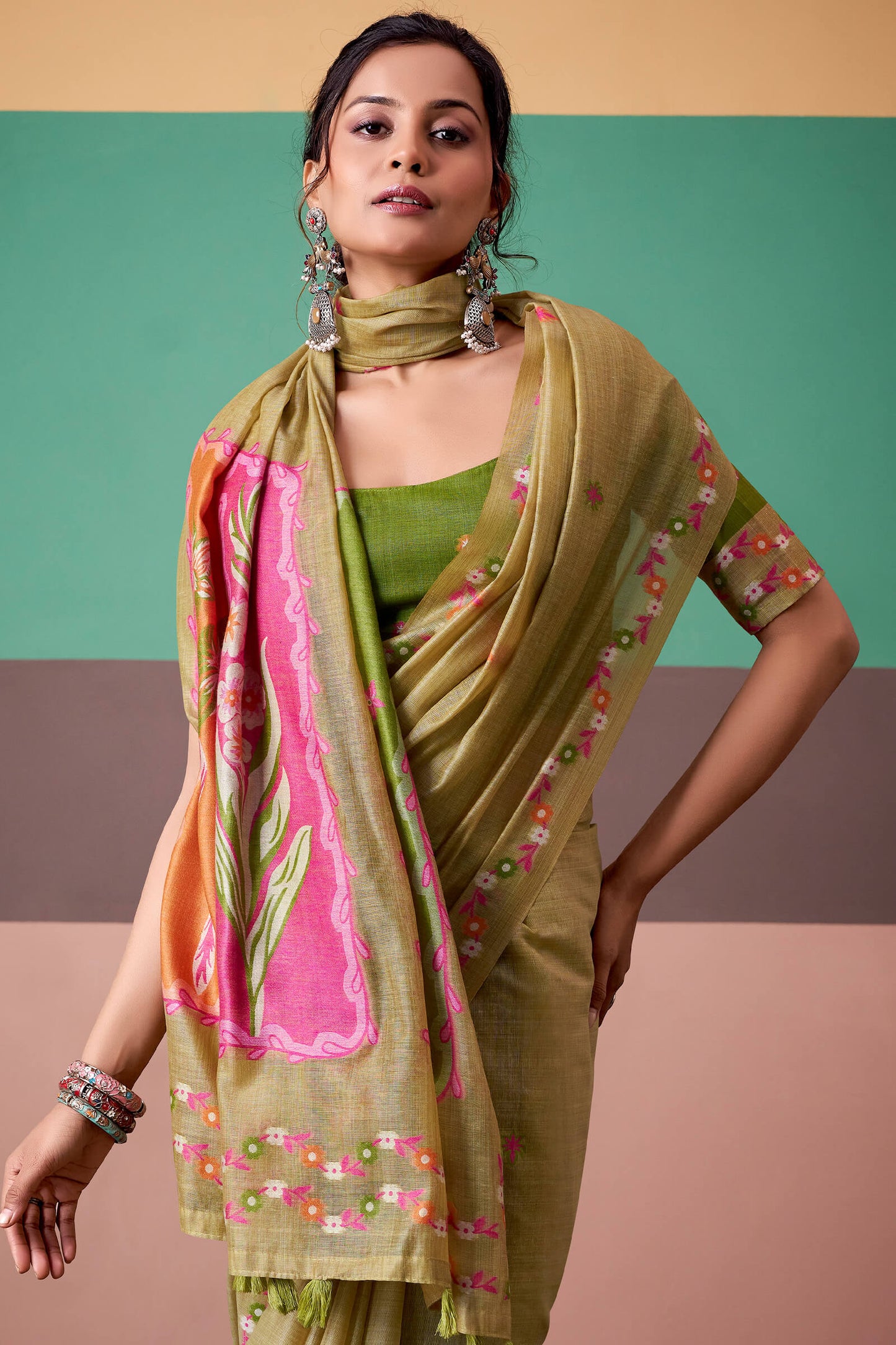 Ravishing Dark Beige Pure Munga Cotton Saree With Petrichor Blouse Piece