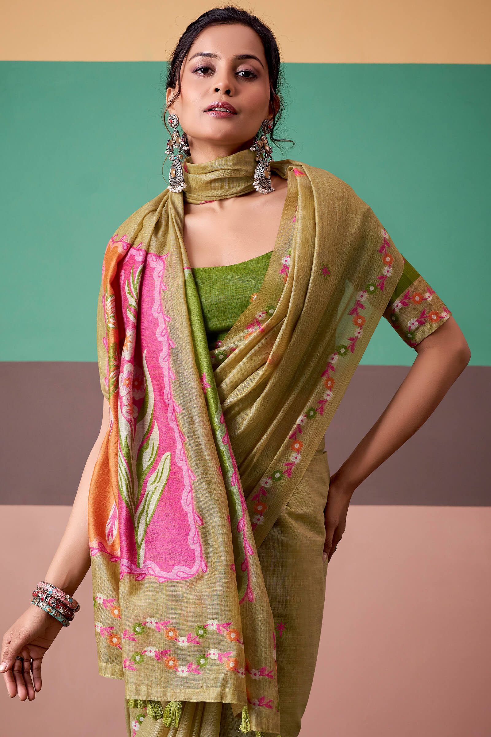 Ravishing Dark Beige Pure Munga Cotton Saree With Petrichor Blouse Piece