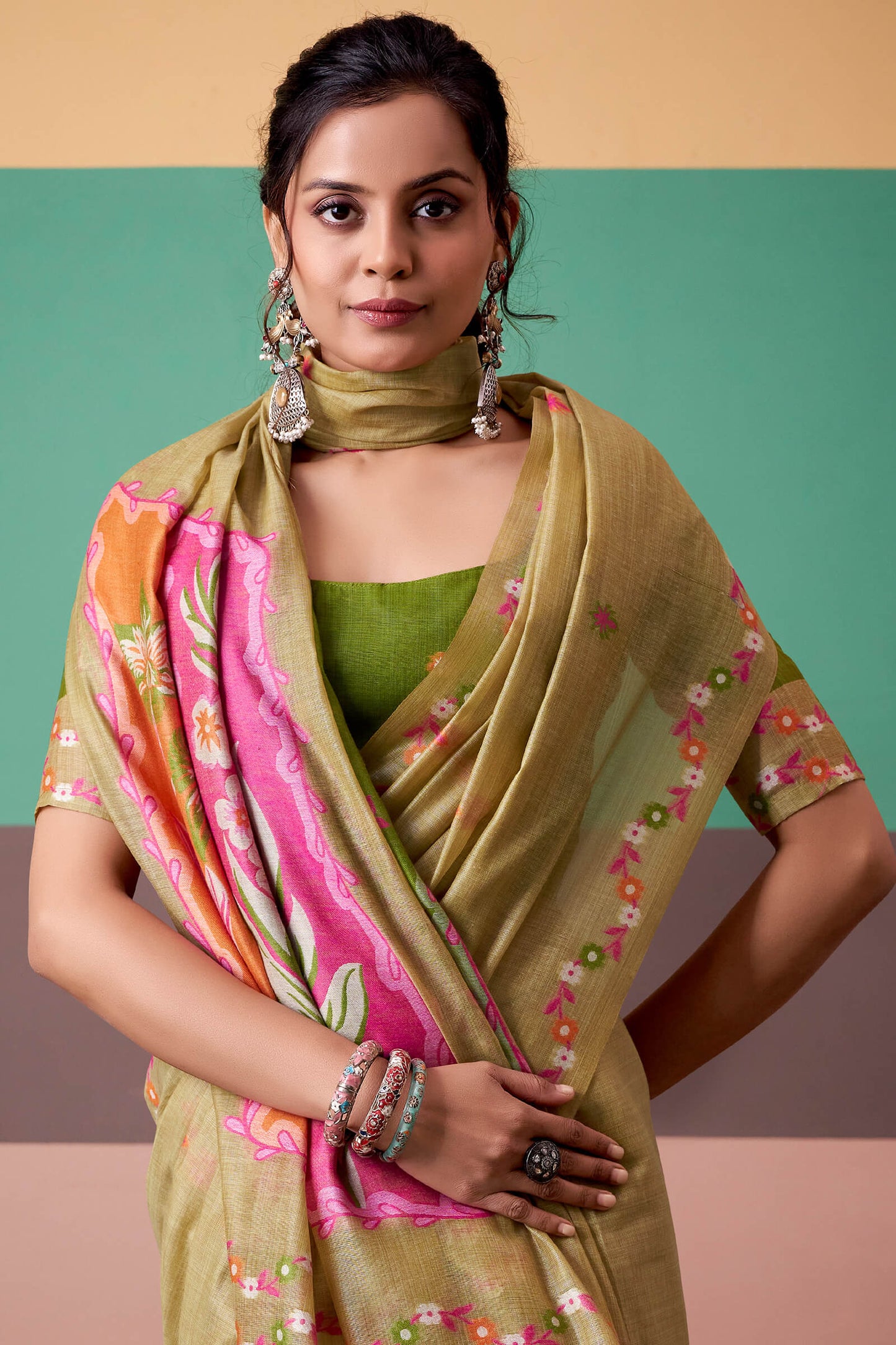 Ravishing Dark Beige Pure Munga Cotton Saree With Petrichor Blouse Piece