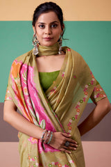 Ravishing Dark Beige Pure Munga Cotton Saree With Petrichor Blouse Piece