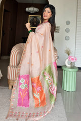 Niharika Jain in Peach Pure Munga Cotton Saree