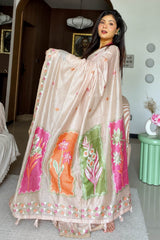 Niharika Jain in Peach Pure Munga Cotton Saree