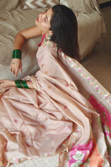 Niharika Jain in Peach Pure Munga Cotton Saree