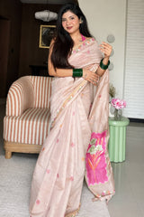 Niharika Jain in Peach Pure Munga Cotton Saree