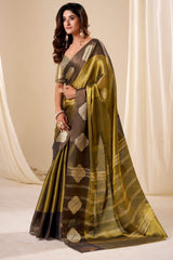 Woebegone Golden Pure Zari Weaving Banarasi Tissue Silk Saree With Murmurous Blouse Piece
