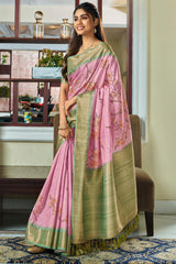 Adoring Pink Digital Printed Soft Silk Saree With Scintilla Blouse Piece