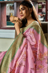 Adoring Pink Digital Printed Soft Silk Saree With Scintilla Blouse Piece