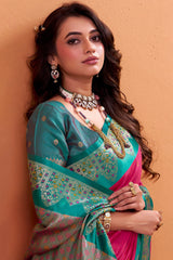 Adorning Dark Pink Banarasi Satin Silk Saree With Fragrant Blouse