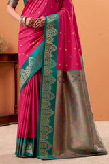 Adorning Dark Pink Banarasi Satin Silk Saree With Fragrant Blouse
