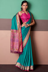 Murmurous Firozi Patola Silk Saree with Mellifluous Blouse Piece