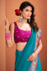 Unequalled Firozi Patola Silk Saree with Beautiful Blouse Piece