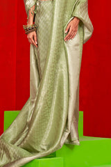Beauteous Green Soft Banarasi Tissue Silk Saree With Susurrous Blouse Piece