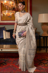 Amiable Beige Cotton Silk Saree With Unequalled Blouse Piece