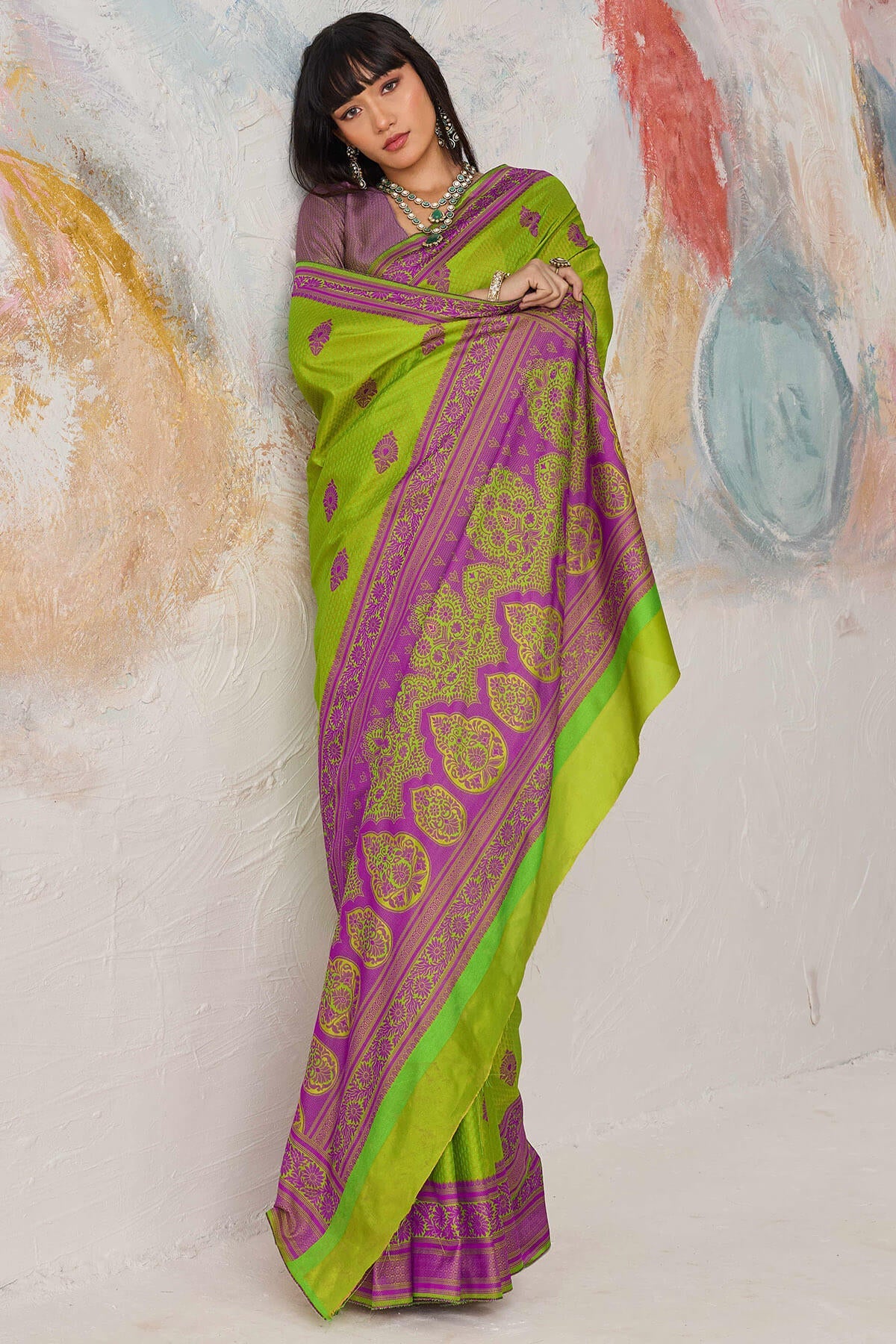 Desirable Green Kanjivaram Silk Saree With Seraphic Blouse Piece