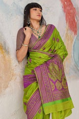 Desirable Green Kanjivaram Silk Saree With Seraphic Blouse Piece