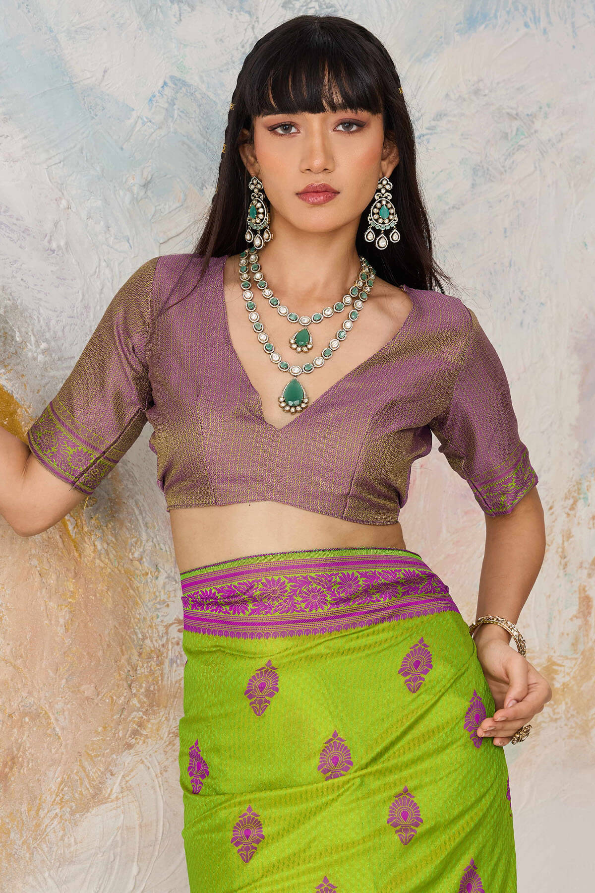 Desirable Green Kanjivaram Silk Saree With Seraphic Blouse Piece