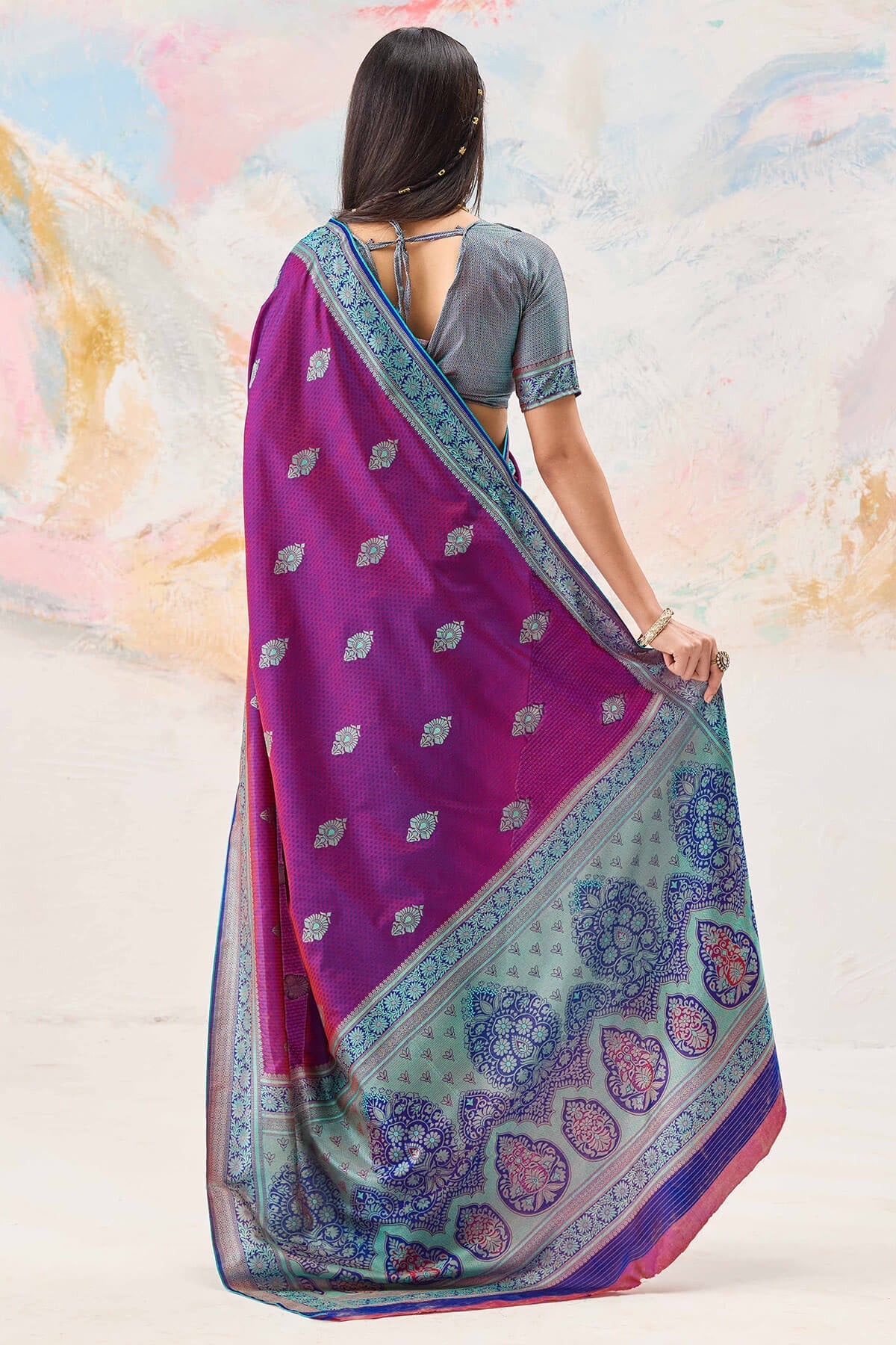 Charismatic Purple Kanjivaram Silk Saree With Jubilant Blouse Piece